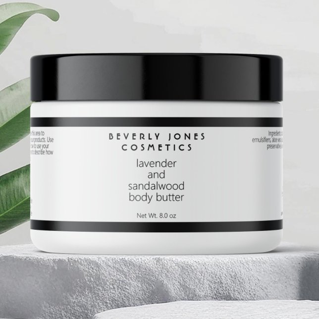 White Black Modern Minimalist Cosmetics Jar Label (Creator Uploaded)