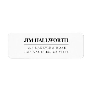White & Black Modern Return Address