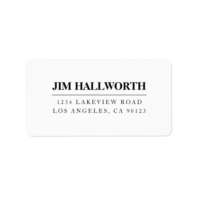 White & Black Modern Return Address Label (Front)