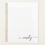 White Black Modern Script Monogram Name Planner<br><div class="desc">Black and White Simple Script Monogram Name. This makes the perfect sweet 16 birthday,  wedding,  bridal shower,  anniversary,  baby shower or bachelorette party gift for someone that loves glam luxury and chic styles.</div>