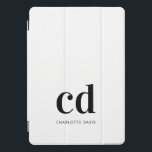 White black monogram initials elegant modern iPad pro cover<br><div class="desc">A stylish white background,  and black text. Personalise and add your monogram initials and a name.  For both him and her. Minimalist and modern!</div>
