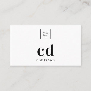 White black monogram initials logo business card