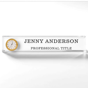White Black Name and Title Desk Name Plate