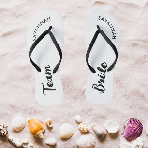 White Black Name Bride Bridal Party Bachelorette Jandals