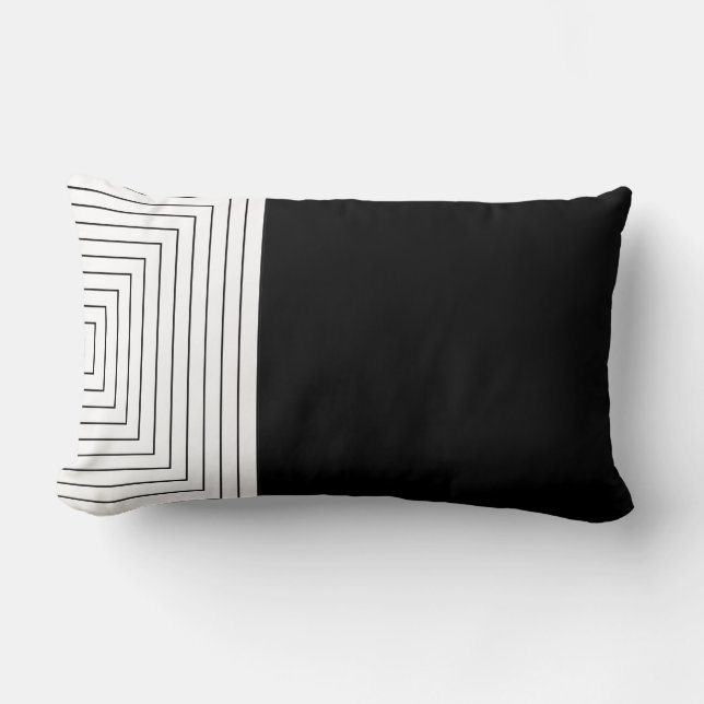 White Black Nested Squares Lumbar Cushion (Front)