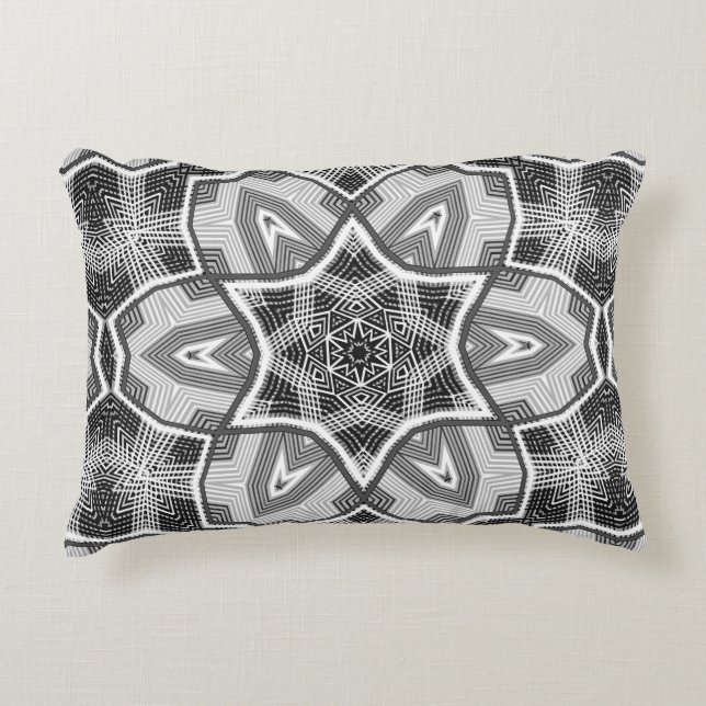 White-black openwork geometric pattern decorative cushion (Front)