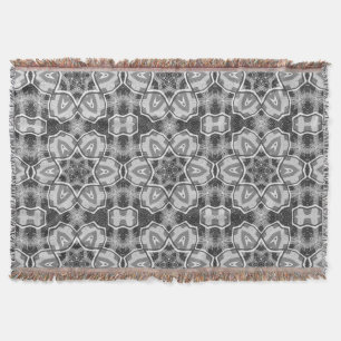 White-black openwork geometric pattern throw blank