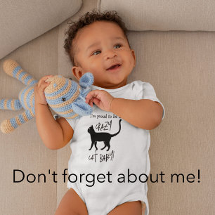 White Black Personalised Crazy Cat Kiddo Baby Bodysuit