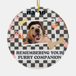 white black  personalised name Bandanna Ceramic Tree Decoration