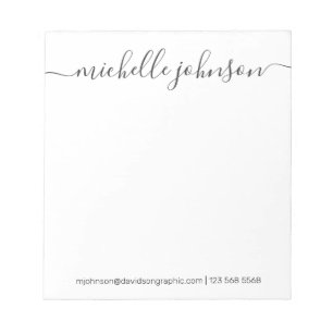 White Black Personalised Name   From The Desk Of  Notepad