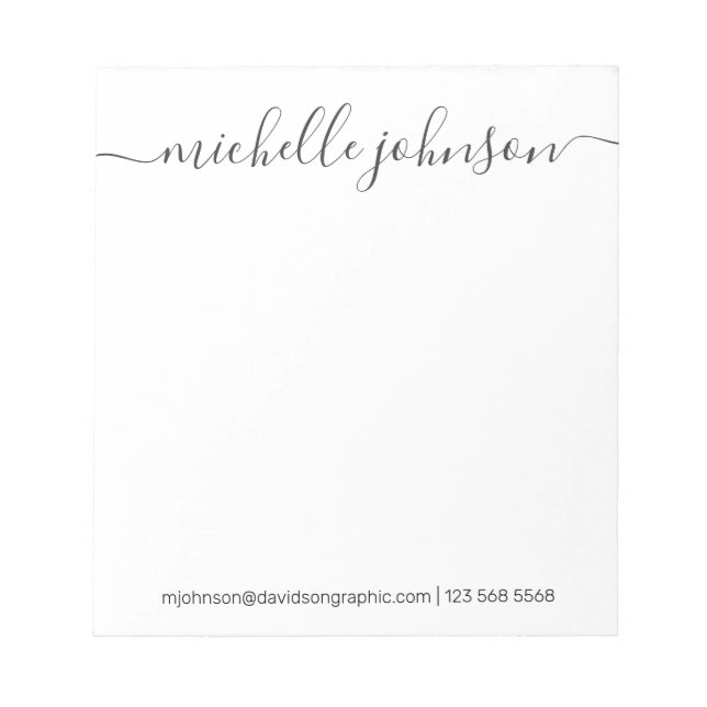  White Black Personalised Name | From The Desk Of  Notepad (Front)