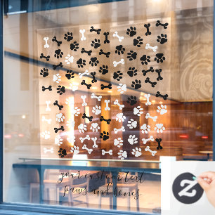 White Black Pet Dog Cat Bone Paws cafe store