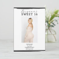 White & Black Photo Frame Trendy Modern Sweet 16