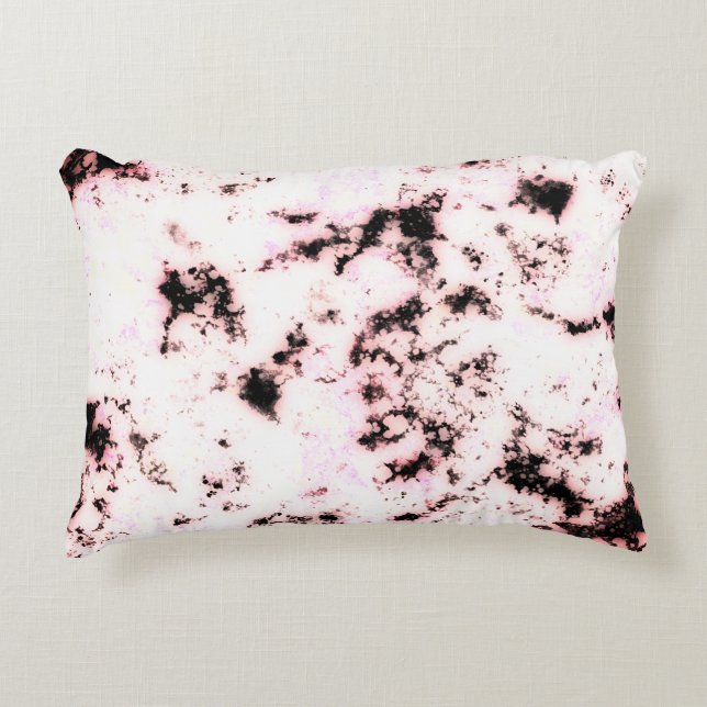 White Black Pink  Marble Paint Splash Abstract Decorative Cushion (Front)
