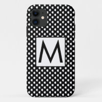 White Black Polka Dots Initial Letter