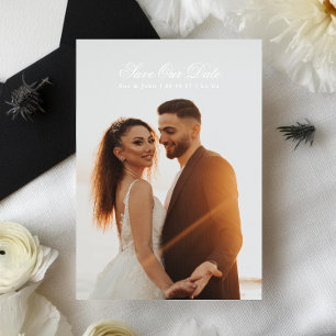 White & Black Premium Classic Calligraphy Photo  Save The Date