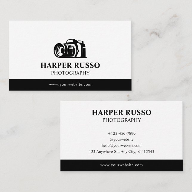 White & Black Professional Photography  Business Card (Front/Back)