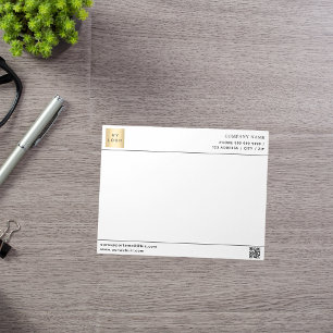 White black QR code business logo letterhead Notepad