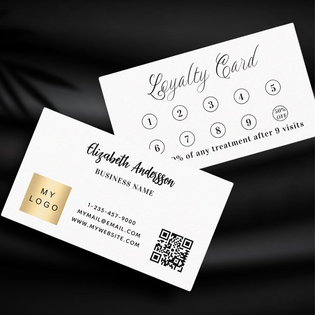 White black qr code corporate logo loyalty card (Creator Uploaded)
