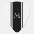 White & Black Racer Stripe Monogram Guitar Pick