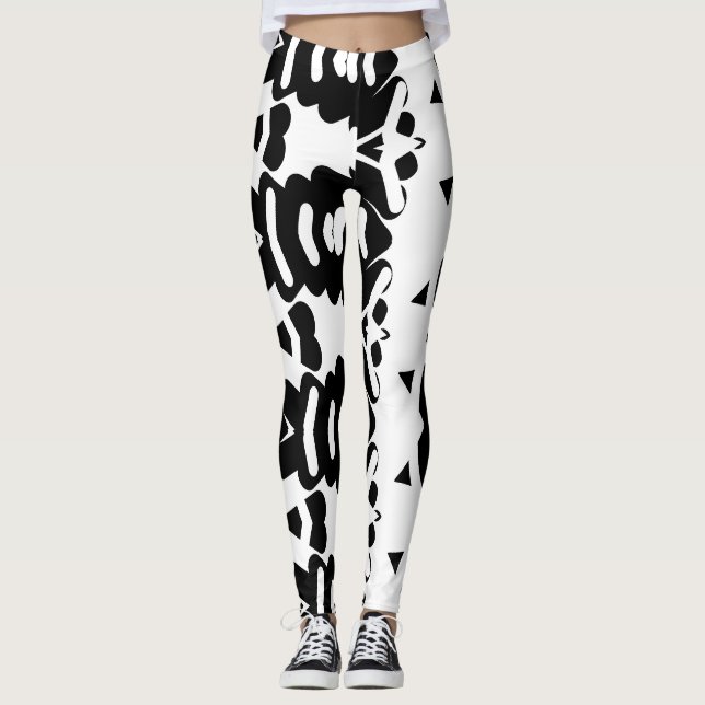 White & Black Ratti_Creative_Arts" Leggings (Front)