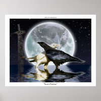 WHITE & BLACK RAVENS, TOTEM & MOON Art Poster