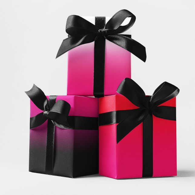 White Black Red and Hot Pink Ombre Mix Wrapping Paper Sheet (White Black Red and Hot Pink Ombre Mix Wrapping Paper Sheets)