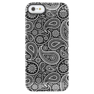 White & Black Retro Paisley Pattern Clear iPhone SE/5/5s Case