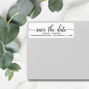 White Black SAVE THE DATE Wedding Return Address