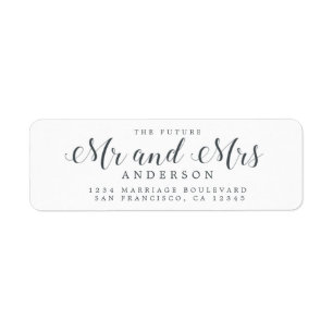 White Black Script Future Mr Mrs Return Address