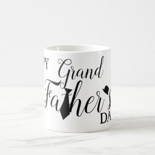White Black Scripts Tie Happy Grand Father's Day Coffee Mug