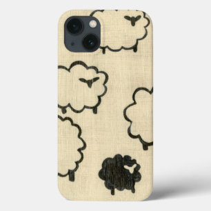 White & Black Sheep on Cream Background iPhone 13 Case