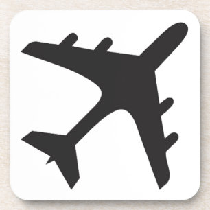 White black simple aeroplane design coaster