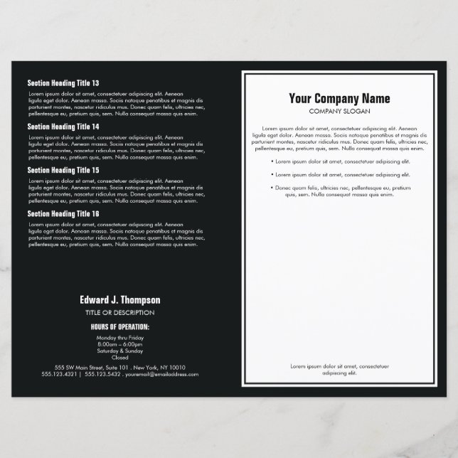 White Black Simple Border Brochure (Front)