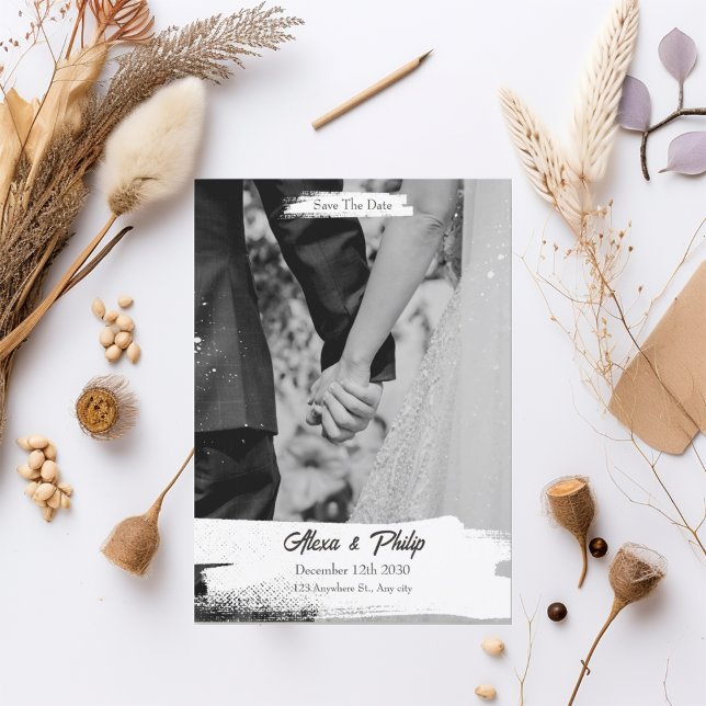 White Black Simple Minimalist Wedding Invitation (1)