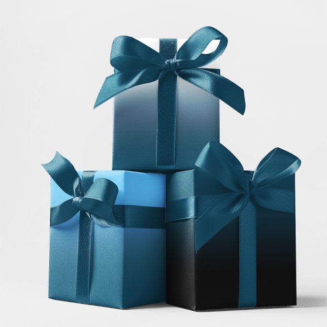 White Black Sky Blue and Ocean Blue Ombre Mix Wrapping Paper Sheet (White Black Sky Blue and Ocean Blue Ombre Mix Wrapping Paper Sheets)