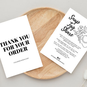 White Black Snap Tag Share Business Thank You Card