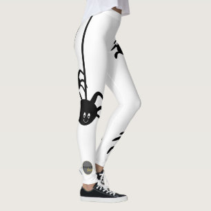 WHITE BLACK SPIDER HALLOWEEN BUSINESS LOGO CUSTOM LEGGINGS