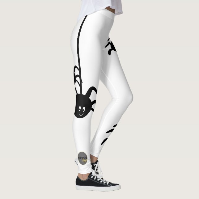 WHITE BLACK SPIDER HALLOWEEN BUSINESS LOGO CUSTOM LEGGINGS (Right)