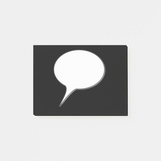 White & Black Talk Bubble Personalised Name Post-it Notes (Front)