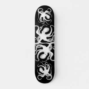 White & Black Tribal Vector Art Octopus Silhouette Skateboard
