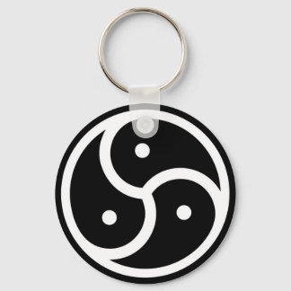 white black triskellion key ring