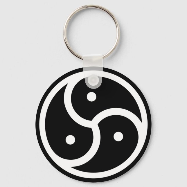 white black triskellion key ring (Front)