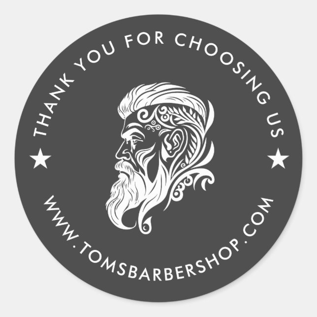 White Black Typography Custom White Hair Logo Classic Round Sticker (Front)