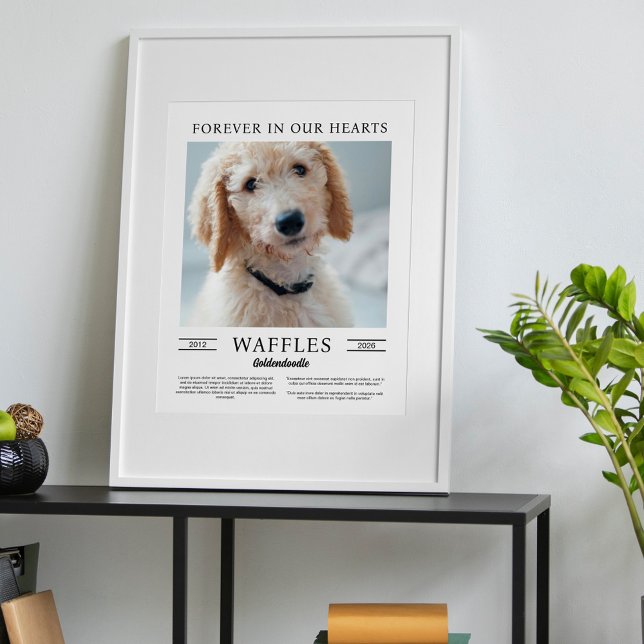 White Black Typography Dog Memorial Portrait Photo Poster (Creator Uploaded)