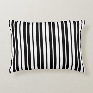 White Black Vertical Stripes Pattern Decorative Cushion