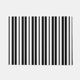 White Black Vertical Stripes Pattern Design Doormat