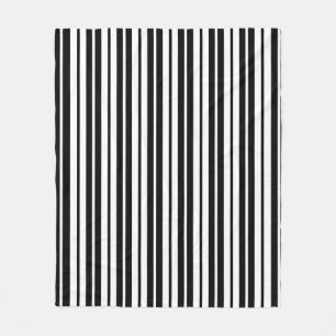White Black Vertical Stripes Pattern Design Fleece Blanket