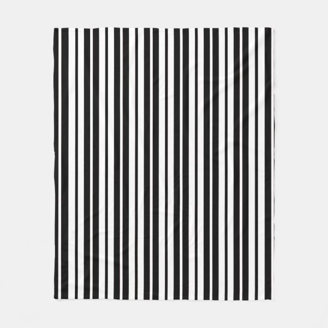 White Black Vertical Stripes Pattern Design Fleece Blanket (Front)