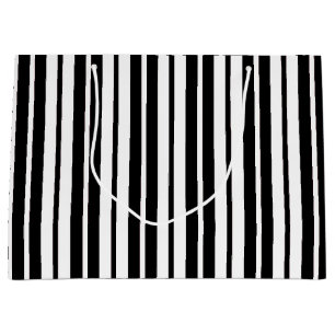 White Black Vertical Stripes Pattern Design Large Gift Bag